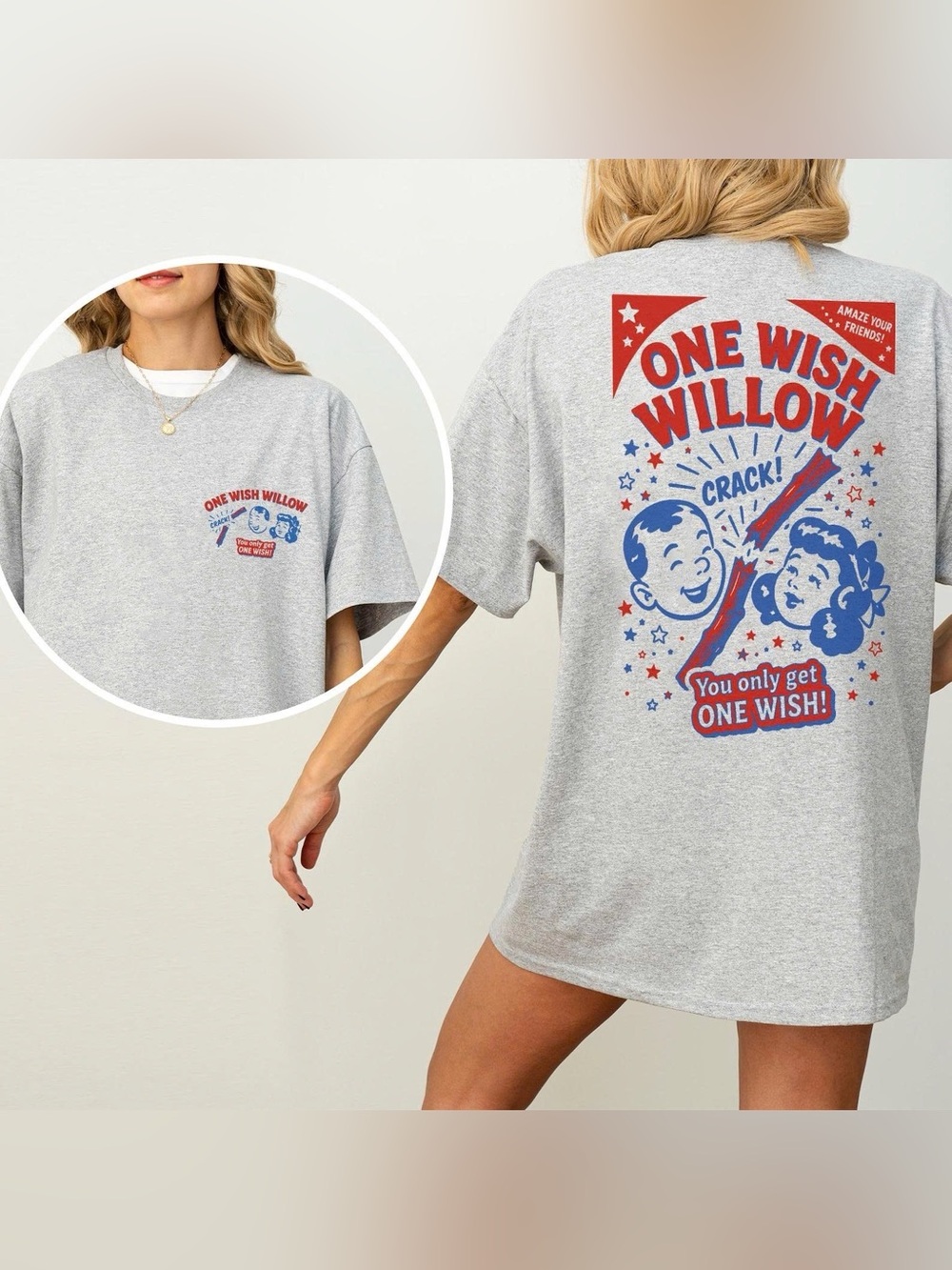 One Wish Willow Graphic Short Sleeve Tee - Gray
